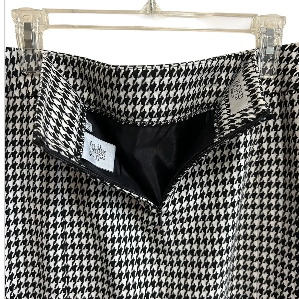 Kasper Separates Skirt Size 12 Houndstooth Black/White Box Pleated Lined NEW